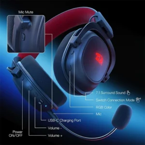 هدست گیمینگ بلوتوثی ردراگون مدل ZEUS H510 PRO RGB