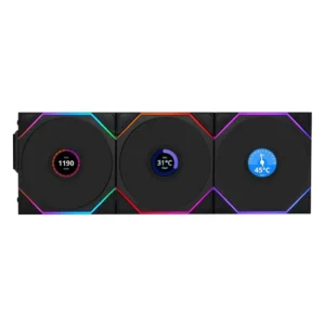 فن کیس لیان لی UNI FAN TL120 LCD Wireless Black بسته 3 عددی